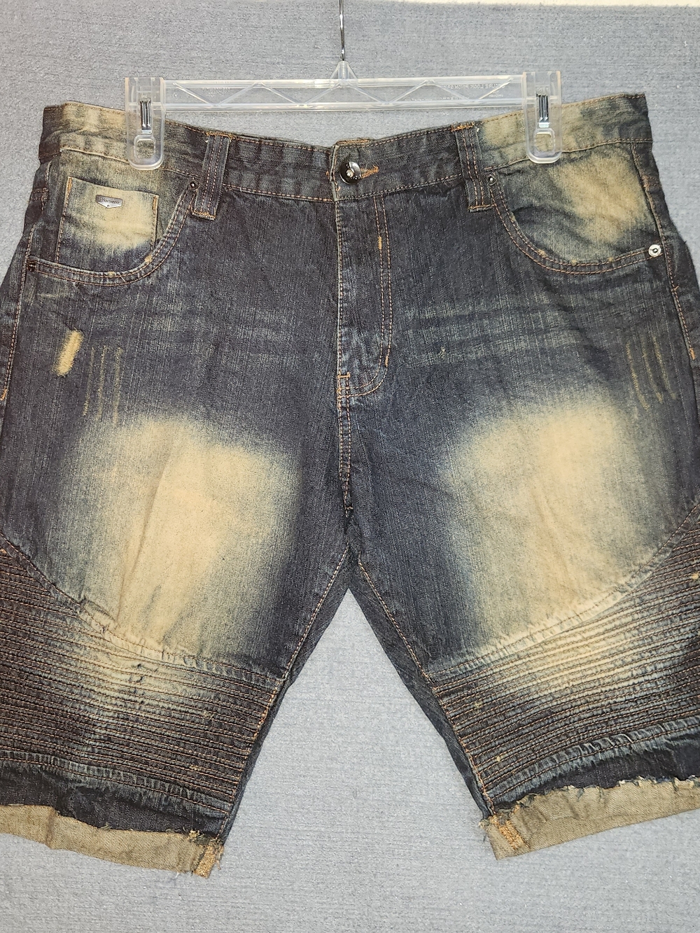 Men's South Pole Washed Black Denim Shorts with Distressed Detail #354